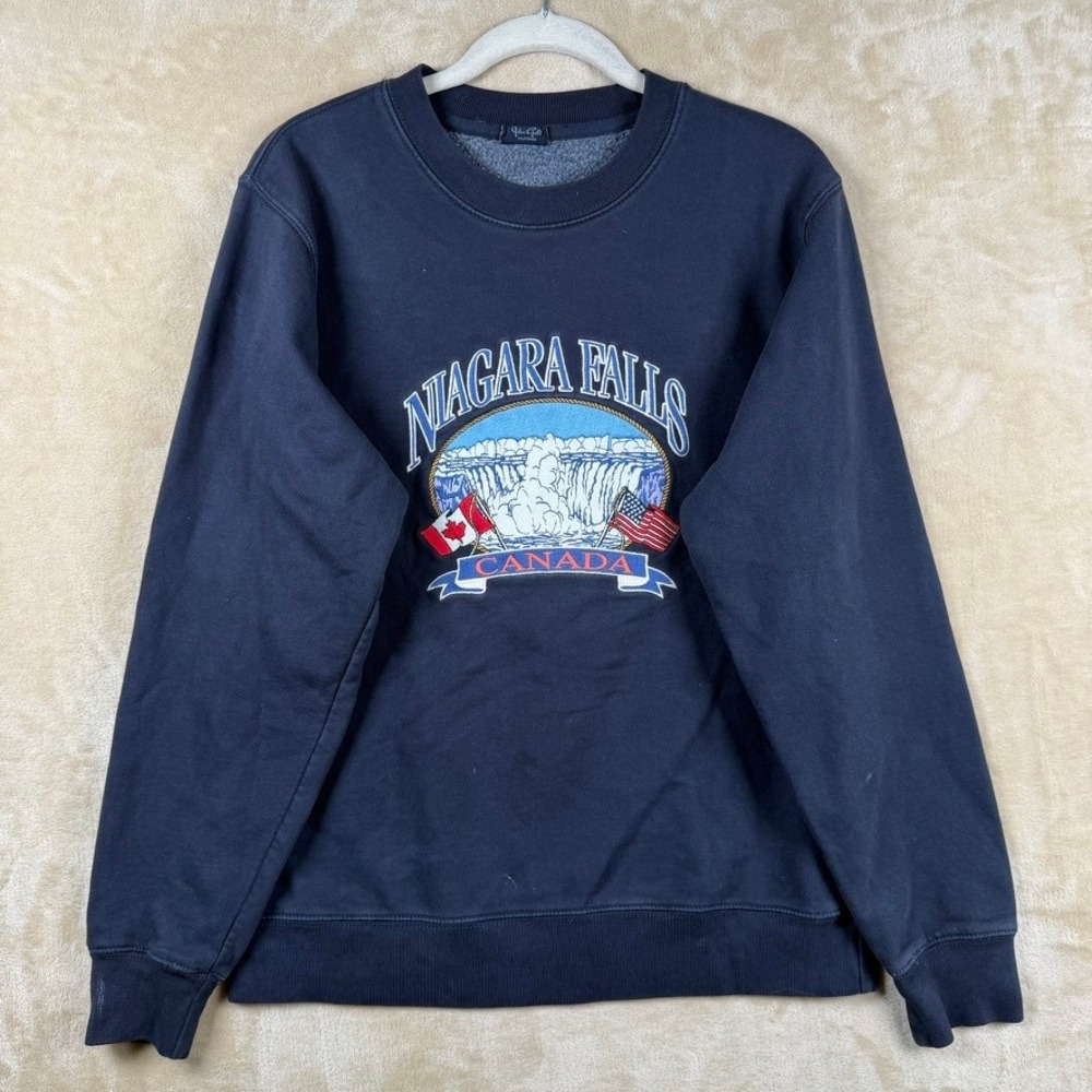 John Galt Brandy Melville Niagara Falls Canada Graphic Sweatshirt Navy Soft Girl